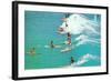 Surfing with Long Boards-null-Framed Art Print