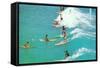 Surfing with Long Boards-null-Framed Stretched Canvas