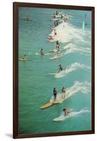 Surfing with Longboards-null-Framed Art Print