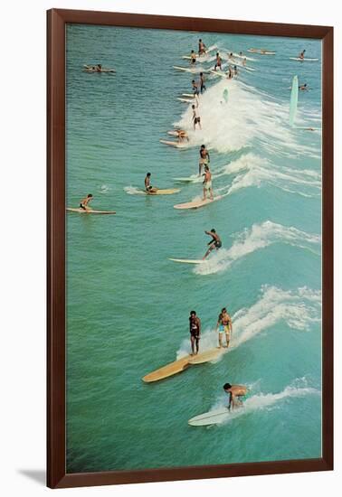 Surfing with Longboards-null-Framed Art Print