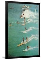 Surfing with Longboards-null-Framed Art Print