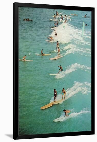 Surfing with Longboards-null-Framed Art Print