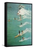 Surfing with Longboards-null-Framed Stretched Canvas