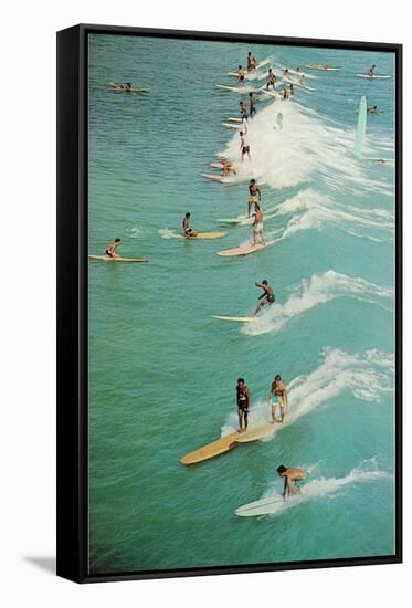 Surfing with Longboards-null-Framed Stretched Canvas