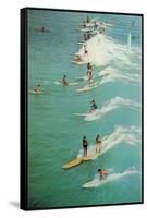 Surfing with Longboards-null-Framed Stretched Canvas