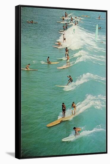 Surfing with Longboards-null-Framed Stretched Canvas