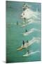 Surfing with Longboards-null-Mounted Art Print