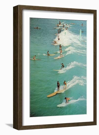 Surfing with Longboards-null-Framed Art Print