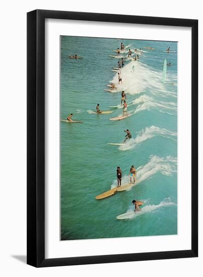 Surfing with Longboards-null-Framed Art Print