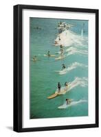 Surfing with Longboards-null-Framed Art Print