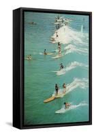 Surfing with Longboards-null-Framed Stretched Canvas