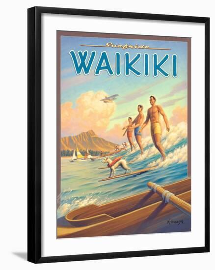 Surfride Waikiki-Kerne Erickson-Framed Art Print