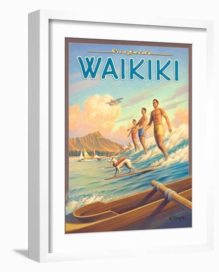 Surfride Waikiki-Kerne Erickson-Framed Art Print