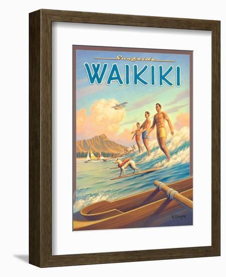 Surfride Waikiki-Kerne Erickson-Framed Art Print