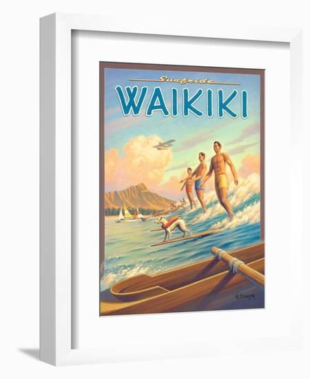 Surfride Waikiki-Kerne Erickson-Framed Art Print