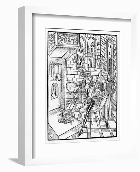 Surgeon's assistant heating medicine, from 'Das Buch der Cirugia', published Strasbourg, 1497-Hieronymus Brunschwig-Framed Giclee Print