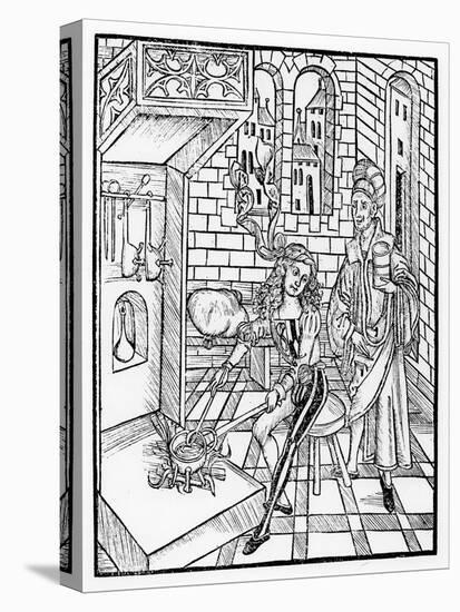 Surgeon's assistant heating medicine, from 'Das Buch der Cirugia', published Strasbourg, 1497-Hieronymus Brunschwig-Stretched Canvas