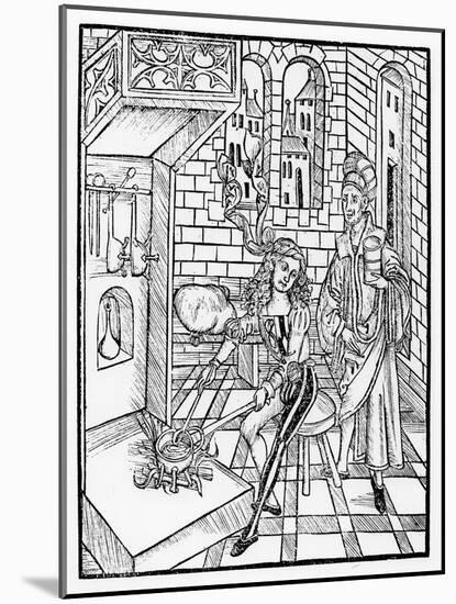 Surgeon's assistant heating medicine, from 'Das Buch der Cirugia', published Strasbourg, 1497-Hieronymus Brunschwig-Mounted Giclee Print