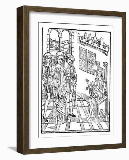 Surgeon Visits a Man with Arrow Wounds, from 'Das Buch der Cirugia' published Strasbourg, 1497-Hieronymus Brunschwig-Framed Giclee Print