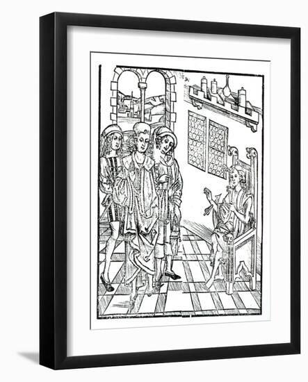 Surgeon Visits a Man with Arrow Wounds, from 'Das Buch der Cirugia' published Strasbourg, 1497-Hieronymus Brunschwig-Framed Giclee Print