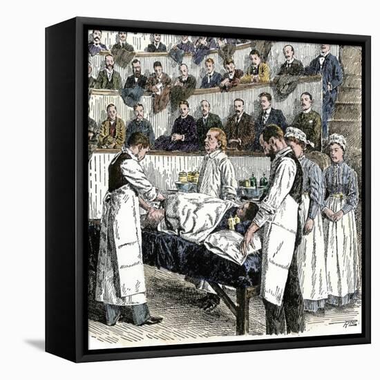 Surgery Performed Before Audience of Medical Students at Bellevue in New York City, 1890s-null-Framed Stretched Canvas