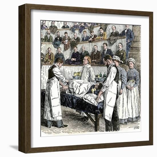 Surgery Performed Before Audience of Medical Students at Bellevue in New York City, 1890s-null-Framed Giclee Print