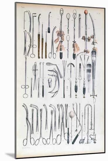 Surgical Instruments For Tonsil Operations, Traite Complet de L'Anatomie de L'Homme-Nicolas Henri Jacob-Mounted Giclee Print