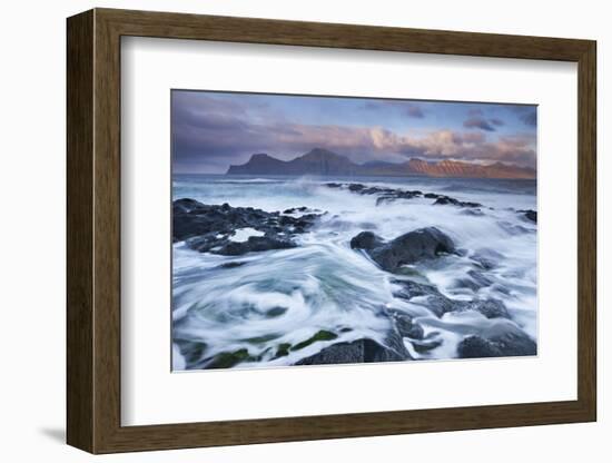 Surging Waves Break over the Rocky Shores at Gjogv on the Island of Eysturoy, Faroe Islands. Spring-Adam Burton-Framed Photographic Print