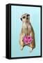 Suricate Holding a Bunch of Roses-null-Framed Stretched Canvas