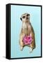 Suricate Holding a Bunch of Roses-null-Framed Stretched Canvas