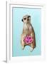 Suricate Holding a Bunch of Roses-null-Framed Photographic Print