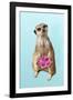 Suricate Holding a Bunch of Roses-null-Framed Photographic Print