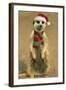 Suricate on Hind Legs Wearing Christmas Hat and Scarf-null-Framed Photographic Print