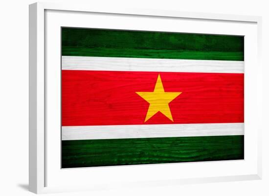 Suriname Flag Design with Wood Patterning - Flags of the World Series-Philippe Hugonnard-Framed Art Print