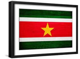 Suriname Flag Design with Wood Patterning - Flags of the World Series-Philippe Hugonnard-Framed Art Print