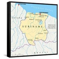 Suriname Political Map-Peter Hermes Furian-Framed Stretched Canvas