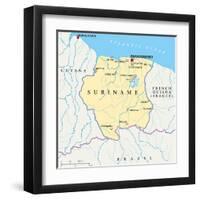 Suriname Political Map-Peter Hermes Furian-Framed Art Print