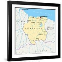 Suriname Political Map-Peter Hermes Furian-Framed Art Print