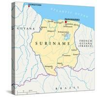 Suriname Political Map-Peter Hermes Furian-Stretched Canvas