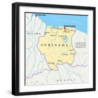 Suriname Political Map-Peter Hermes Furian-Framed Art Print