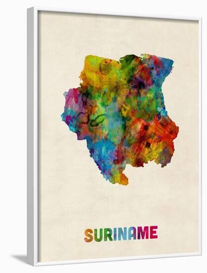 Suriname Watercolor Map-Michael Tompsett-Framed Art Print