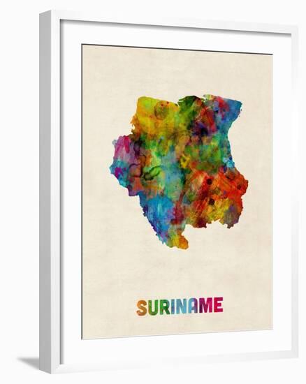 Suriname Watercolor Map-Michael Tompsett-Framed Art Print