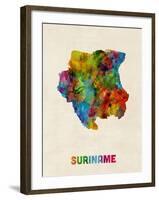 Suriname Watercolor Map-Michael Tompsett-Framed Art Print