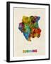 Suriname Watercolor Map-Michael Tompsett-Framed Art Print