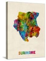 Suriname Watercolor Map-Michael Tompsett-Stretched Canvas