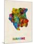 Suriname Watercolor Map-Michael Tompsett-Mounted Art Print