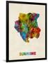 Suriname Watercolor Map-Michael Tompsett-Framed Art Print