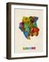 Suriname Watercolor Map-Michael Tompsett-Framed Art Print