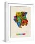 Suriname Watercolor Map-Michael Tompsett-Framed Art Print