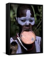 Surma Tribesmen with Lip Plate, Ethiopia-Gavriel Jecan-Framed Stretched Canvas